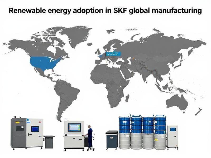 Comparative renewable energy usage across SKF's global factory network Renewable energy adoption in SKF global manufacturing