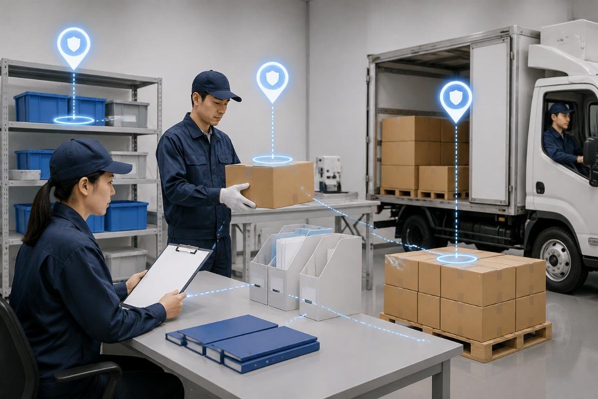 Authorized distribution chain verification process showing documentation and traceability checkpoints