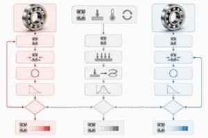 Comparison diagram of DIN ISO 281 load rating calculation flow for FAG and SKF bearings