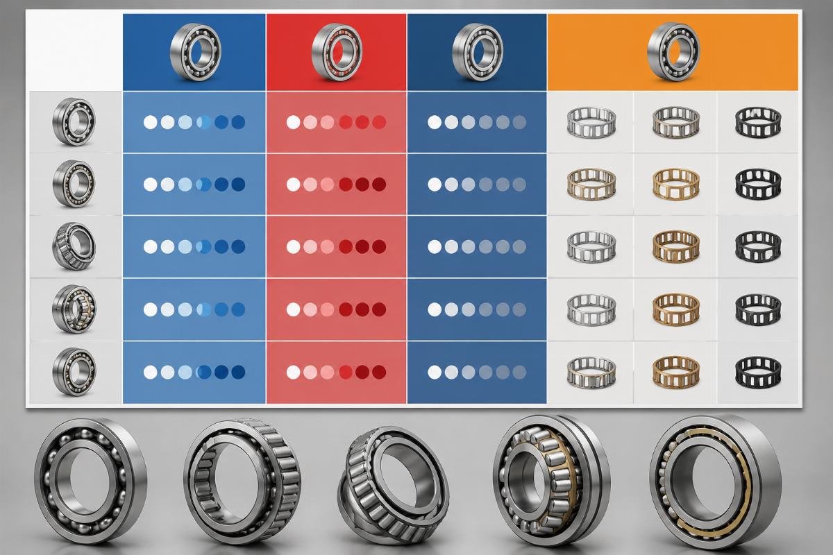 Cross-reference interchange chart mapping SKF FAG NSK TIMKEN bearing models with clearance and cage specifications