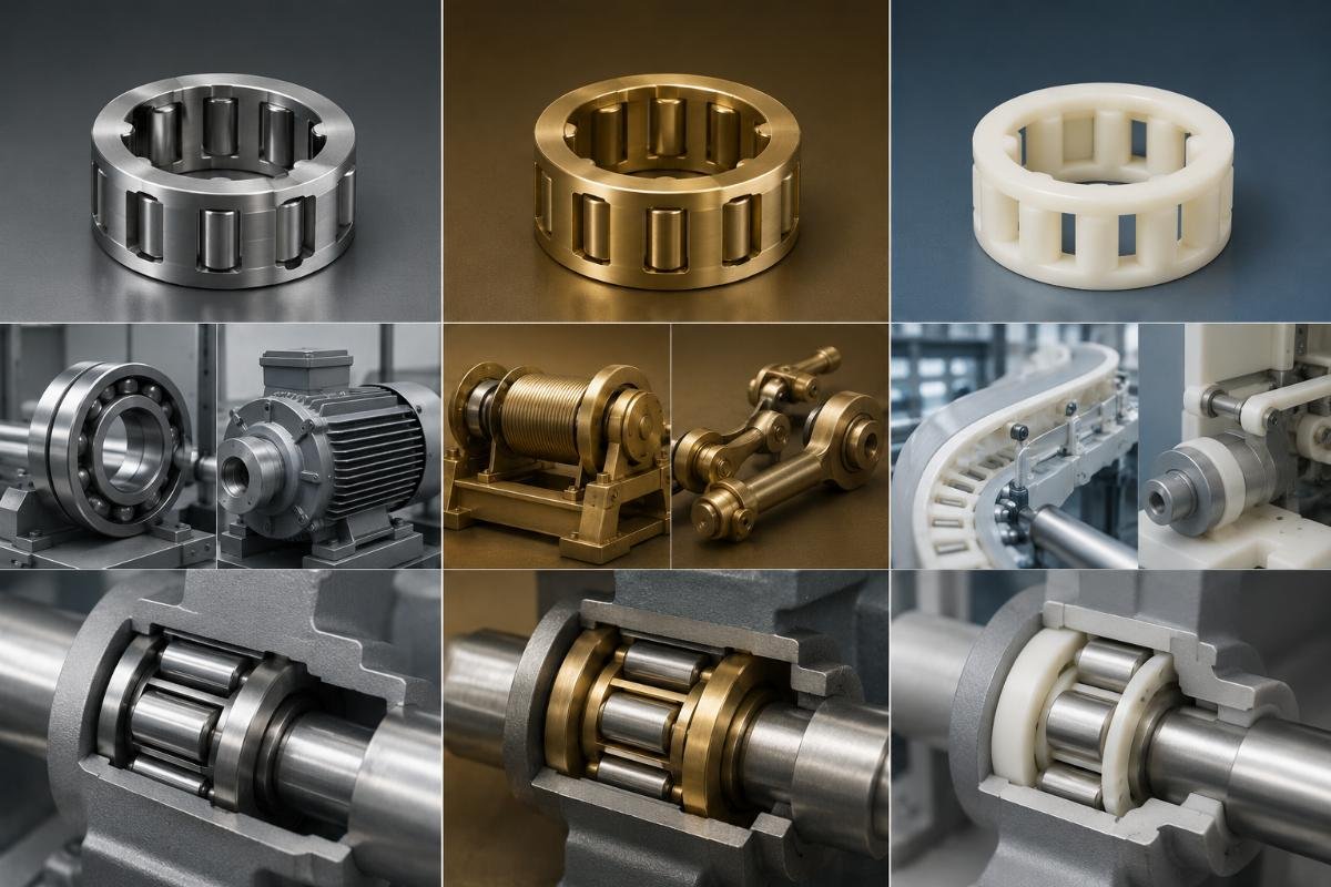 Steel brass and polymer bearing cage material application comparison